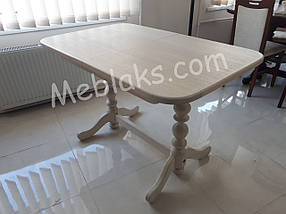Стіл кухонний розкладний Явір 3 обідній дерев'яний столик у кімнату для вітальні столи кухонні 120(160)х75 см, фото 3