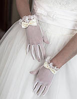 Весільні рукавички з пальцями оптом (П-п-23)