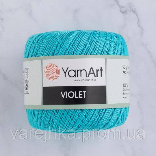 Пряжа YarnArt Violet 5353 светлая бирюза (ЯрнАрт Виолет) 100% мерсеризованный хлопок - фото 1 - id-p966215270