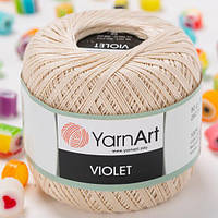 Пряжа YarnArt Violet 6194 крем (ЯрнАрт Виолет) 100% мерсеризованный хлопок