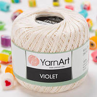 Пряжа YarnArt Violet 6282 молочный (ЯрнАрт Виолет) 100% мерсеризованный хлопок