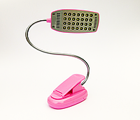 Портативный светильник-лампа с клипсой 28 LED розовый