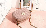 Модна маленька сумка жіноча. Сумка клатч жіноча в стилі Stella McCartney Stella Star зі зіркою (рожева), фото 4