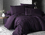 Комплект постільної білизни First Choice Deluxe Dark Series Stripe Style Purple бавовна 220-200 см фіолетовий, фото 2