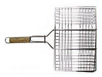 Решетка-гриль для мяса мелкая, 26х35см, деревянная ручка 59см Sunday (73-503)