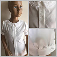 Блуза детская школьная с кружевом Dasha Размеры 140 146
