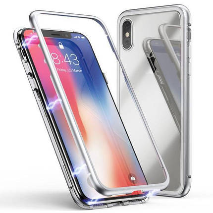 Чохол накладка xCase для iPhone 7/8 Magnetic plastic Case білий прозорий, фото 1