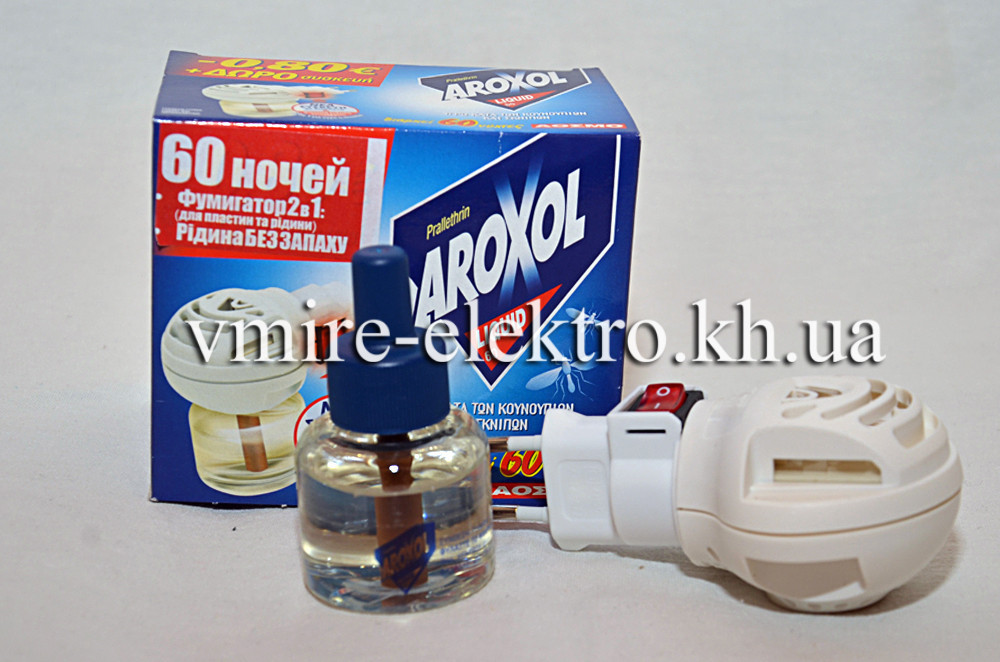 Рідинної набір від комарів Aroxol Liquid фумігатор + рідина без запаху 60 ночей