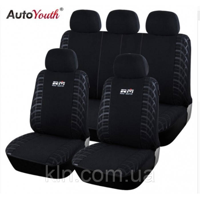 Універсальні автомобільні чохли для салону легкового авто AUTOYOUTH Wheel Black & Gray, фото 1