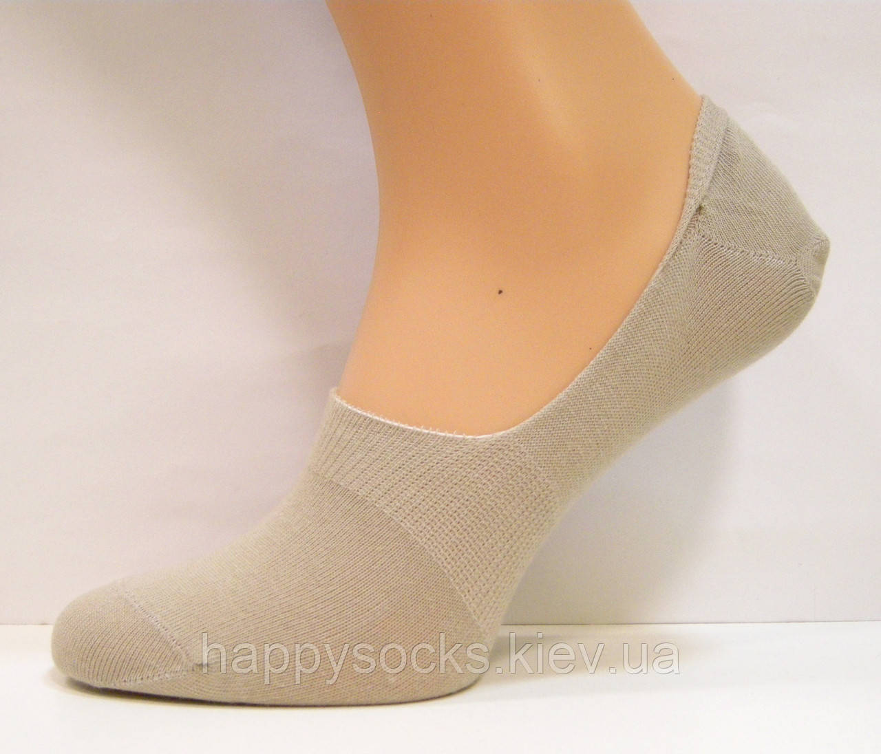 Слідки бавовняні з силіконом для чоловіків бежевого кольору