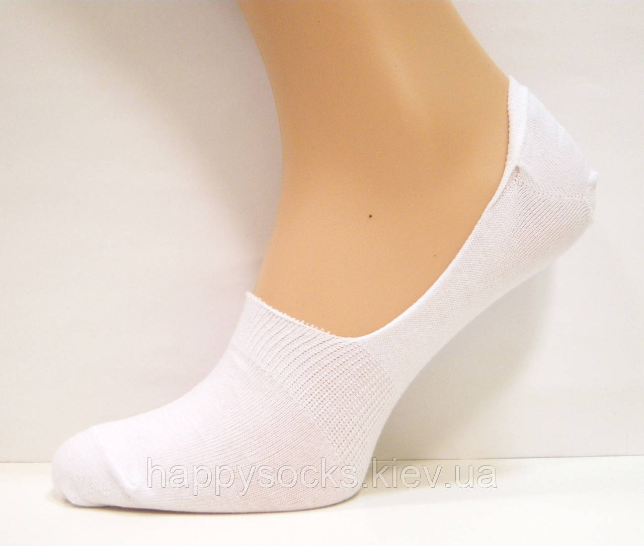 Чоловічі бавовняні підслідники з силіконом білого кольору, фото 1