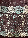 Тюль фатин з бірюзовою вишивкою, фото 3