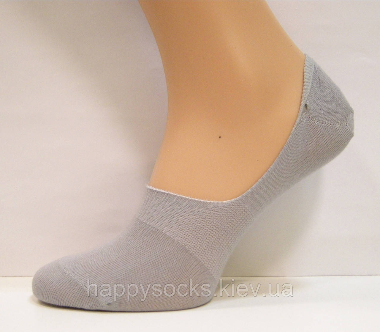 Сліди з силіконом бавовняні сірого кольору для чоловіків, фото 1