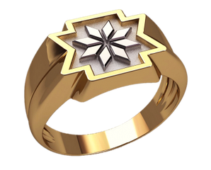 Золотий перстень хрест Свароґа з білого золота