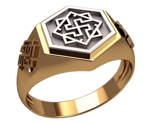 Золотий перстень 585 проби Славянський символ 8