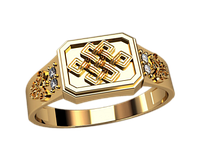 Мужское золотое кольцо Славянские знаки