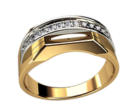 Мужское золотое кольцо Полумесяц