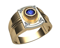 Роскошный мужской перстень с вставкой из белого золота