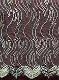 Тюль фатин з золотисто-чорною вишивкою, фото 2