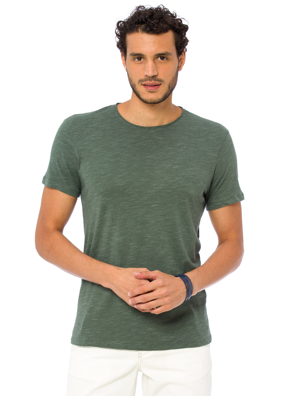 Чоловіча футболка Lc Waikiki/Лс Вайки кольору хакі з круглим вирізом