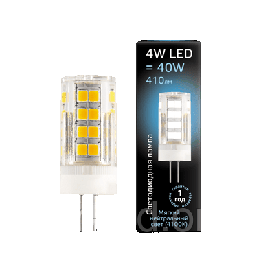 LED лампа Gauss G4 AC185-265V 4W 4100K керамика