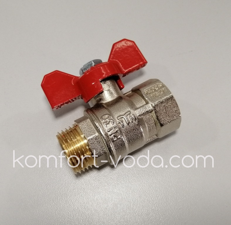 Кран кульовий водяний з метеликом В-Н 1/2", TIEMME (Італія)