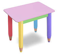 Детский столик парта для творчества"Карандашики" 60*40 с пеналом (цвет столешницы - розовый)