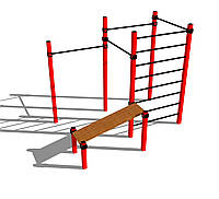 Дачный уличный спортивный комплекс с турниками, лестницей и лавкой СК-18