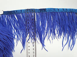 Перова тасьма, пір'я страуса на тасьмі, страусине пір'я Синє 10-12 см. Ціна за 1 метр