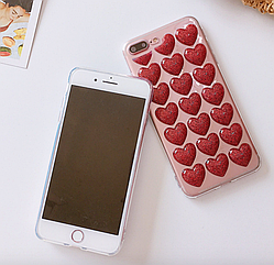 Чохол накладка силікон 3D CLEAR HEART iPhone 7/8 - червоний