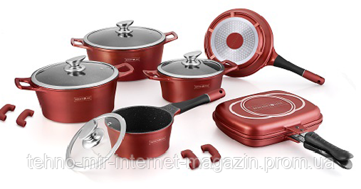 Набір кастрюль Royalty Line RL-LS1015M Burgundy 15 pcs