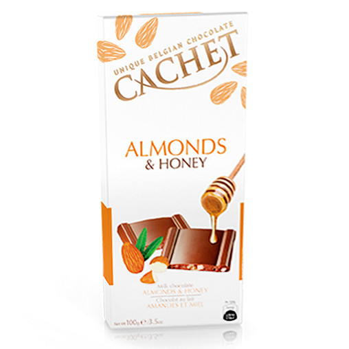 Шоколад Cachet (Кашет) молочний з мигдалем і медом 100 г Бельгія