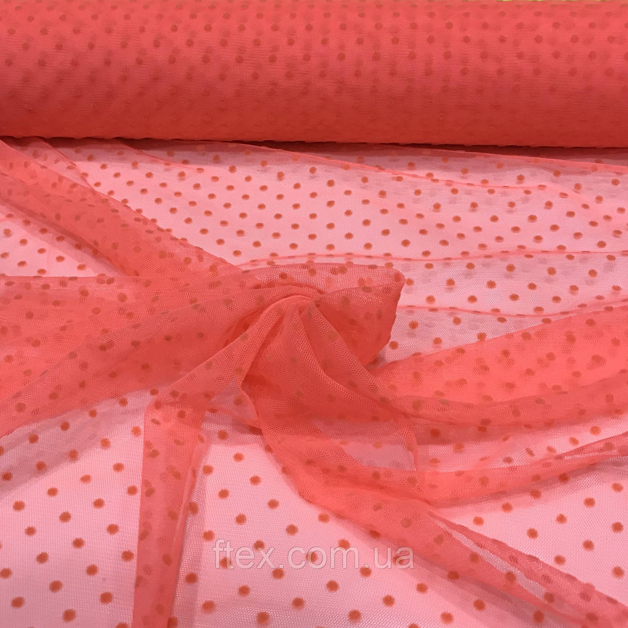 Ажурна сітка в Горошок Неон Корал, фото 1