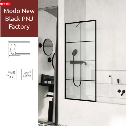 Шторка для ванны Radaway Modo New Black PNJ Factory - фото 1 - id-p967099050