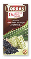 Шоколад білий без цукру Torras з водоростями і чорною сіллю 75 г Іспанія (12 шт/1 уп)