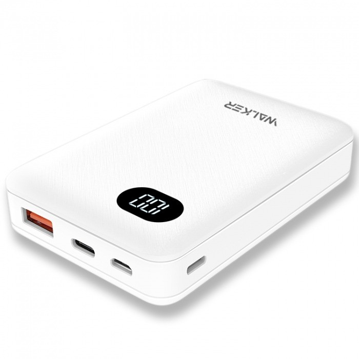 УМБ Power Bank Walker WB-311 10000mAh +LCD Li-Pol 1xUSB 1xUSB Type-C 2.1 A White