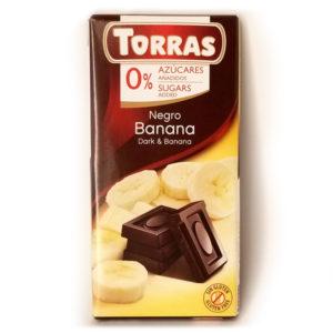 Шоколад чорний Torras без цукру зі шматочками банана 75 г Іспанія