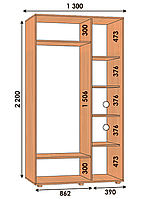 Шкаф купе ШК 01 Алекса 2200/600 1300х600х2200