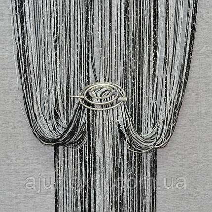 Штори нитки з люрексом веселка чорно-білі, фото 2