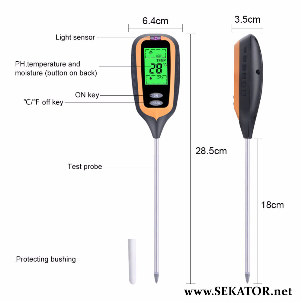 Анализатор грунта 4 в 1 KC300B (pH-метр, люксметр, влагомер, термометр) - фото 7 - id-p748440543