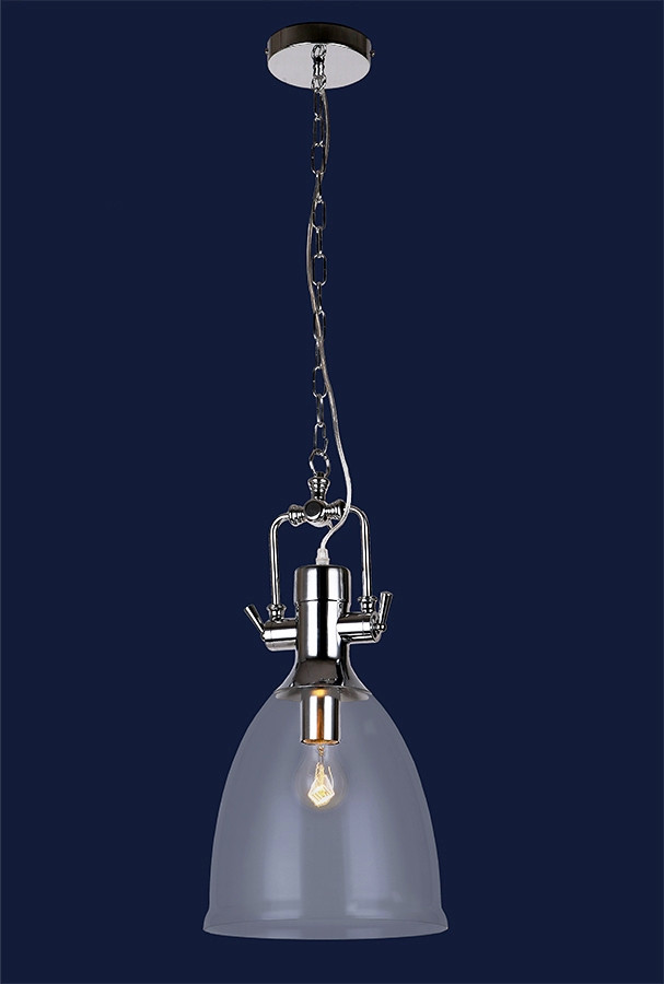 Лофт підвісний світильник на ланцюгу хром у індустріальному стилі скло LV 720M23404-1
