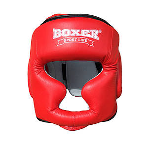 Шолом для боксу та єдиноборств L Шкіра червоний BOXER