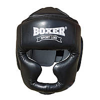 Шолом для боксу та єдиноборств L Шкіра чорний BOXER