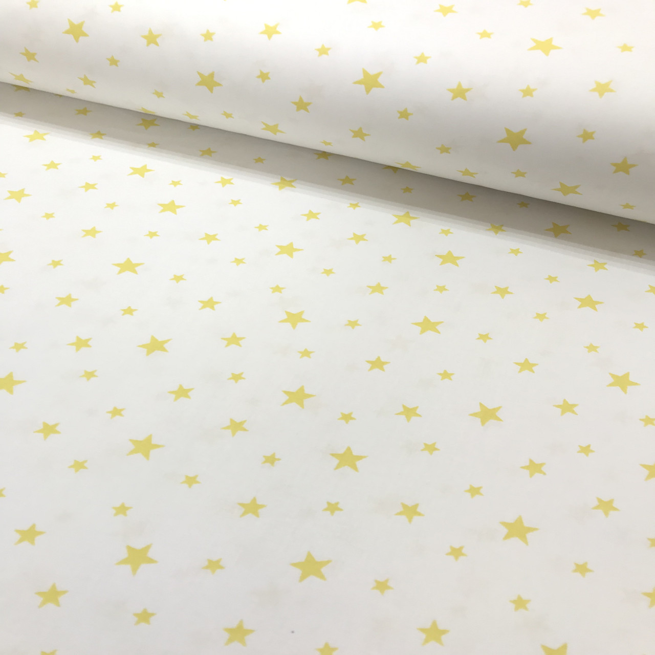Бавовняна тканина (ТУРЕЧЧИНА шир. 2,4 м) зірки великі і маленькі жовті на білому