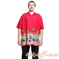 Гавайская рубашка Пальмы, красная