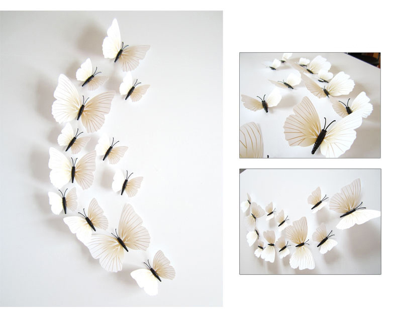 3D бабочки для декора (бело-кремовые) -12 шт. Наклейки-бабочки на магните, на стену. - фото 9 - id-p967427804