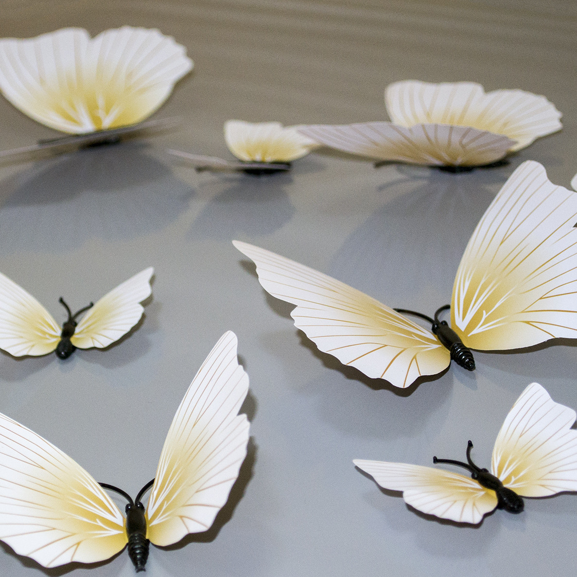 3D бабочки для декора (бело-кремовые) -12 шт. Наклейки-бабочки на магните, на стену. - фото 6 - id-p967427804