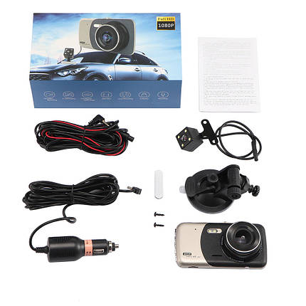Відеореєстратор DVR T652 4" Full HD з виносною камерою заднього виду, фото 2