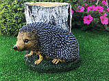 Садова фігура пень з їжаком (висота 21см ), фото 2