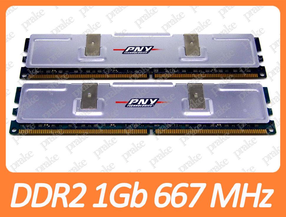 Б/У DDR2 2 GB (2x1Gb) 667 MHz (PC2-5300) CL5 PNY 64A0TFTHE-HS, фото 1